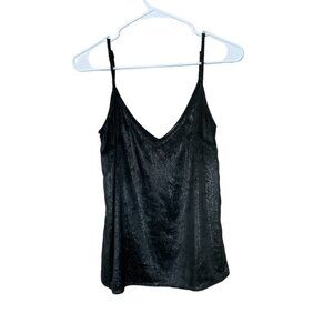 FRAME‎ Size XS Metallic Velvet V-Neck Camisole Tank Top in Black Noir